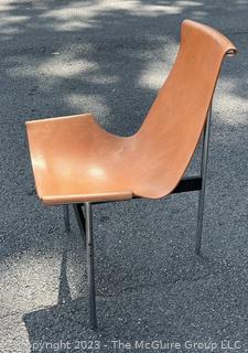 Laverne International Leather & Chroma Sling Back "T Chair" . Measures 22w x 25d x 31" height