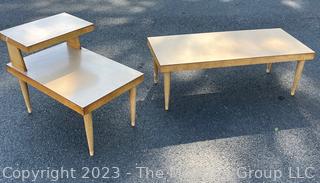 Two (2) Pieces of Mersman Mid Century Modern Blonde Furniture Including Two Tier End Table and Matching Coffee Table.