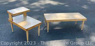 Two (2) Pieces of Mersman Mid Century Modern Blonde Furniture Including Two Tier End Table and Matching Coffee Table.