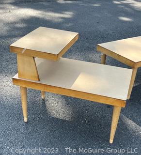 Two (2) Pieces of Mersman Mid Century Modern Blonde Furniture Including Two Tier End Table and Matching Coffee Table.