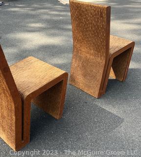 Set of Two (2) Easy Edges Corrugated Cardboard Chairs Designed by Frank Gehry, Early 1970s Model.  Measures 15w x 21d x 32.5" height