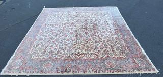 Karastan Kirman Wool Area Rug.  Some discoloration due to sun. Measures 11' x 14'