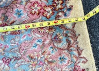 Karastan Kirman Wool Area Rug.  Some discoloration due to sun. Measures 11' x 14'