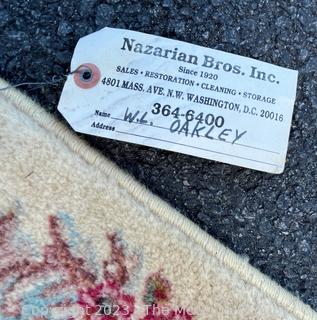 Karastan Kirman Wool Area Rug.  Some discoloration due to sun. Measures 11' x 14'