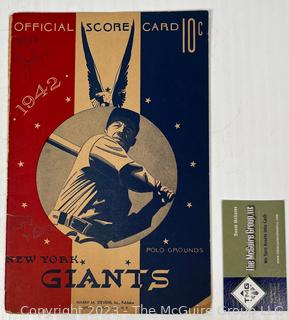 July 6, 1942 Official Scorecard New York Giants, Baseball