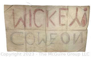 Circa 1950's/early 60's Linen Homemade Booster Poster for Mickey Mantle, New York Yankees Baseball.  Measures 35 x 20"