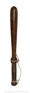 Police Officer's Wooden Baton or Billy Club Carved Athens 1920 On Side with Officers Initials Carved on Handle Base AK.  Measures 16.5" long