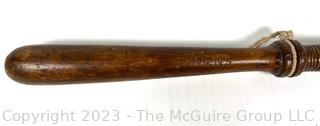 Police Officer's Wooden Baton or Billy Club Carved Athens 1920 On Side with Officers Initials Carved on Handle Base AK.  Measures 16.5" long