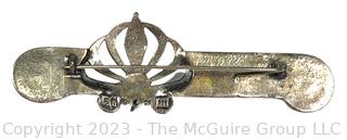 Art Nouveau Sterling Silver Lotus With Fresh Water Pearl Bar Brooch.  Makers mark on back. 8.6g