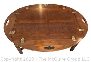 Henredon Georgian Mahogany Butler's Coffee Table with Brass Hinged Drop Sides.  36w x 48d x 19"h