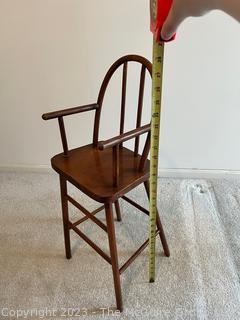 Primitive Bentwood Doll High Chair. Measures 9.5w x 27" Tall