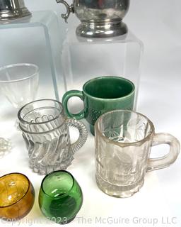 Group of Vintage Beer Mugs and Steins in Glass and Pewter.