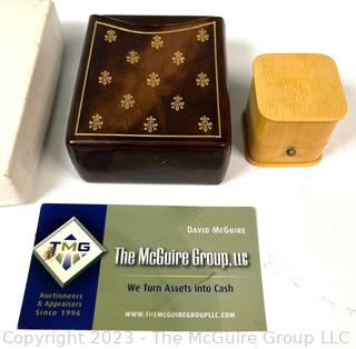 Spectacles, Leather Card Box and Celluloid Jewelry Box