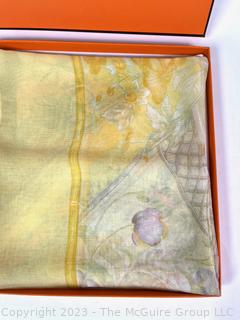 Hermes Yellow Silk Chiffon Giverny Scarf New in Box.  