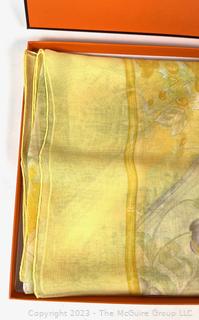 Hermes Yellow Silk Chiffon Giverny Scarf New in Box.  