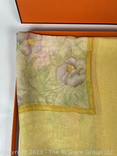 Hermes Yellow Silk Chiffon Giverny Scarf New in Box.  