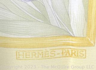 Hermes Yellow Silk Chiffon Giverny Scarf New in Box.  