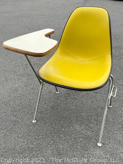 Mid Century Vinyl Bucket Chair Desk Designed by Eames for Herman Miller. 