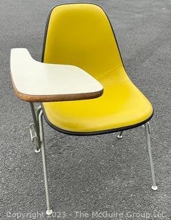 Mid Century Vinyl Bucket Chair Desk Designed by Eames for Herman Miller. 