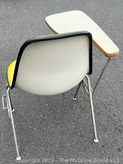 Mid Century Vinyl Bucket Chair Desk Designed by Eames for Herman Miller. 