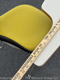 Mid Century Vinyl Bucket Chair Desk Designed by Eames for Herman Miller. 