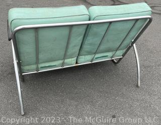 Mid Century Modern Royal Metal Manufacturing Co. Green Vinyl and Chrome Settee Couch by 