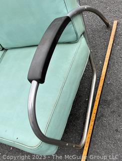 Mid Century Modern Royal Metal Manufacturing Co. Green Vinyl and Chrome Settee Couch by 