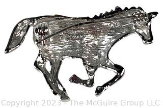 Rhinestone Encrusted Horse Brooch Signed by Roman