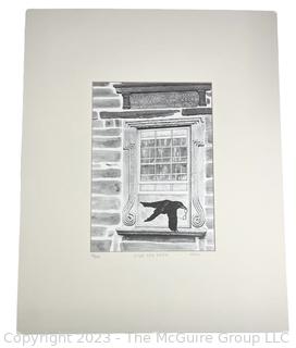 Unframed Black & White Print of Historic Bartram's Garden Signed on Mat by Artist Mally Weaver