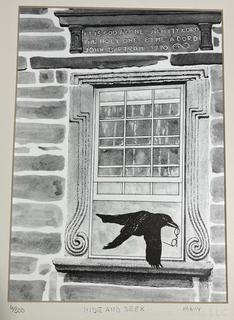 Unframed Black & White Print of Historic Bartram's Garden Signed on Mat by Artist Mally Weaver