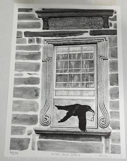 Unframed Black & White Print of Historic Bartram's Garden Signed on Mat by Artist Mally Weaver