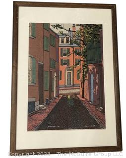 Framed Under Glass Signed Wood Block Print by Massachusetts Artist Richard C. Bartlett.
 Measures 24w x 27.5" Tall