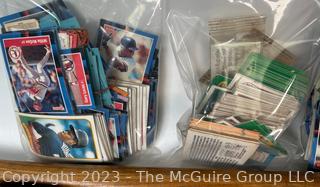 Collection of Vintage Baseball Items Including Gloves, Baseball Cards, Bat and Hats. 