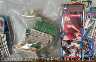 Collection of Vintage Baseball Items Including Gloves, Baseball Cards, Bat and Hats. 