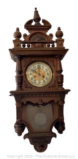 Victorian Carved Walnut Case Wall Clock