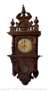 Victorian Carved Walnut Case Wall Clock