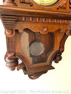 Victorian Carved Walnut Case Wall Clock