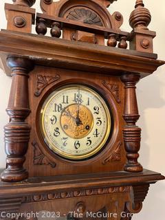 Victorian Carved Walnut Case Wall Clock