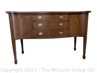 Three (3) Drawer Glass top Mahogany Sideboard or Buffet Made by Biggs, Niagara Furniture.  19" x 38" x 54"