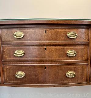 Three (3) Drawer Glass top Mahogany Sideboard or Buffet Made by Biggs, Niagara Furniture.  19" x 38" x 54"