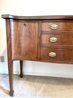 Three (3) Drawer Glass top Mahogany Sideboard or Buffet Made by Biggs, Niagara Furniture.  19" x 38" x 54"