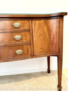 Three (3) Drawer Glass top Mahogany Sideboard or Buffet Made by Biggs, Niagara Furniture.  19" x 38" x 54"