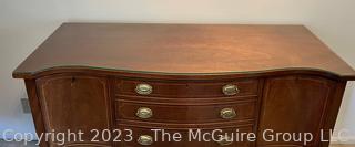 Three (3) Drawer Glass top Mahogany Sideboard or Buffet Made by Biggs, Niagara Furniture.  19" x 38" x 54"