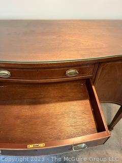 Three (3) Drawer Glass top Mahogany Sideboard or Buffet Made by Biggs, Niagara Furniture.  19" x 38" x 54"