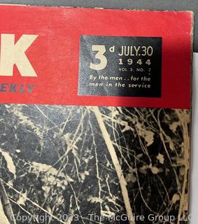 Eight (8) Yank, the Army Weekly Magazines: British Edition. Year 1944