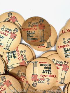 Vintage Set of 62 Pub Bar Pabst Blue Ribbon Beer Coasters 