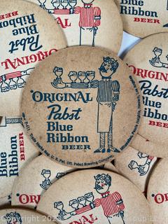 Vintage Set of 62 Pub Bar Pabst Blue Ribbon Beer Coasters 