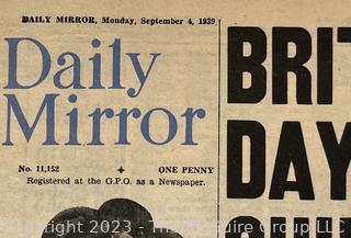 1979 Reprint of  Britain's Daily Mirror Dated September 4th, 1939.  