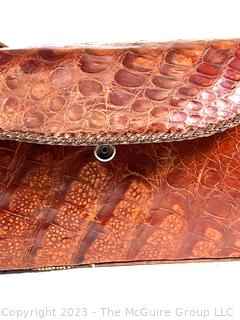 Vintage Brown Alligator Handbag Purse. 