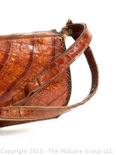 Vintage Brown Alligator Handbag Purse. 